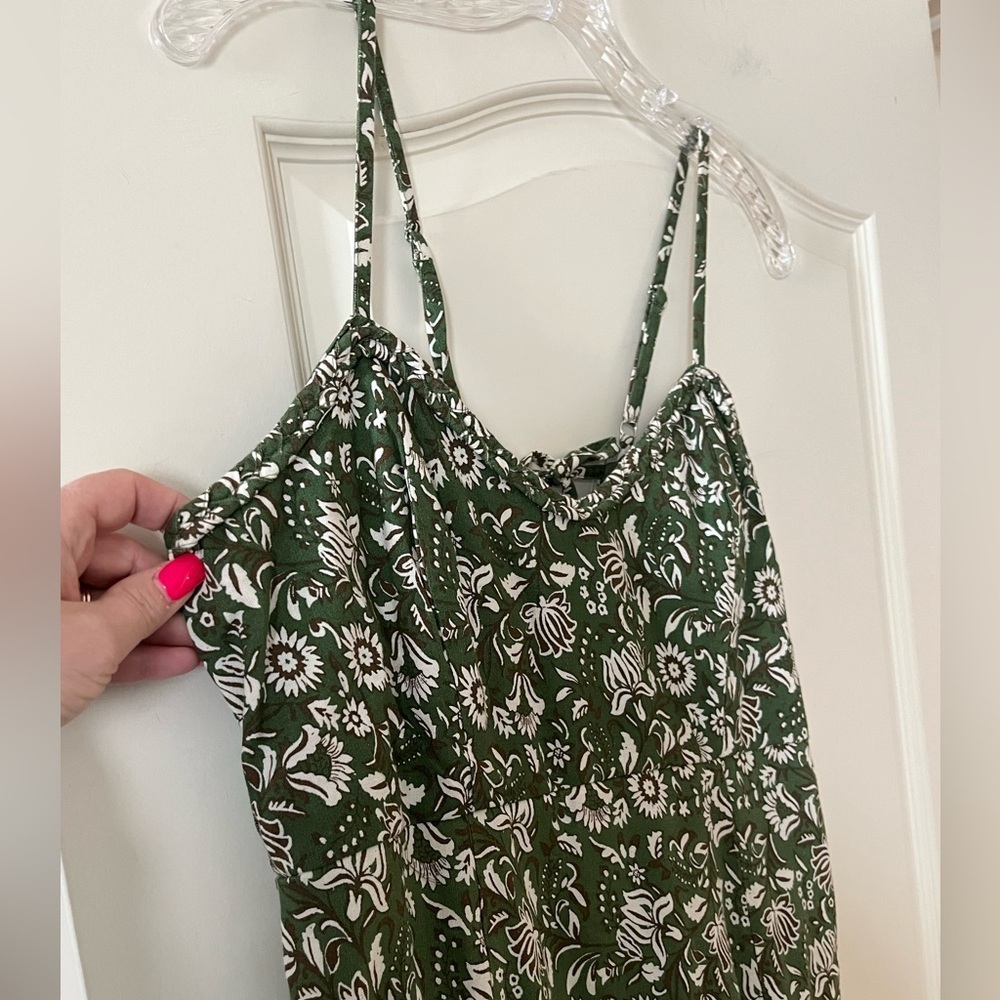 Sincerely Jules Olive Green Floral Dress Adjustable Straps, Lined Size Jrs. XL - Picture 7 of 16